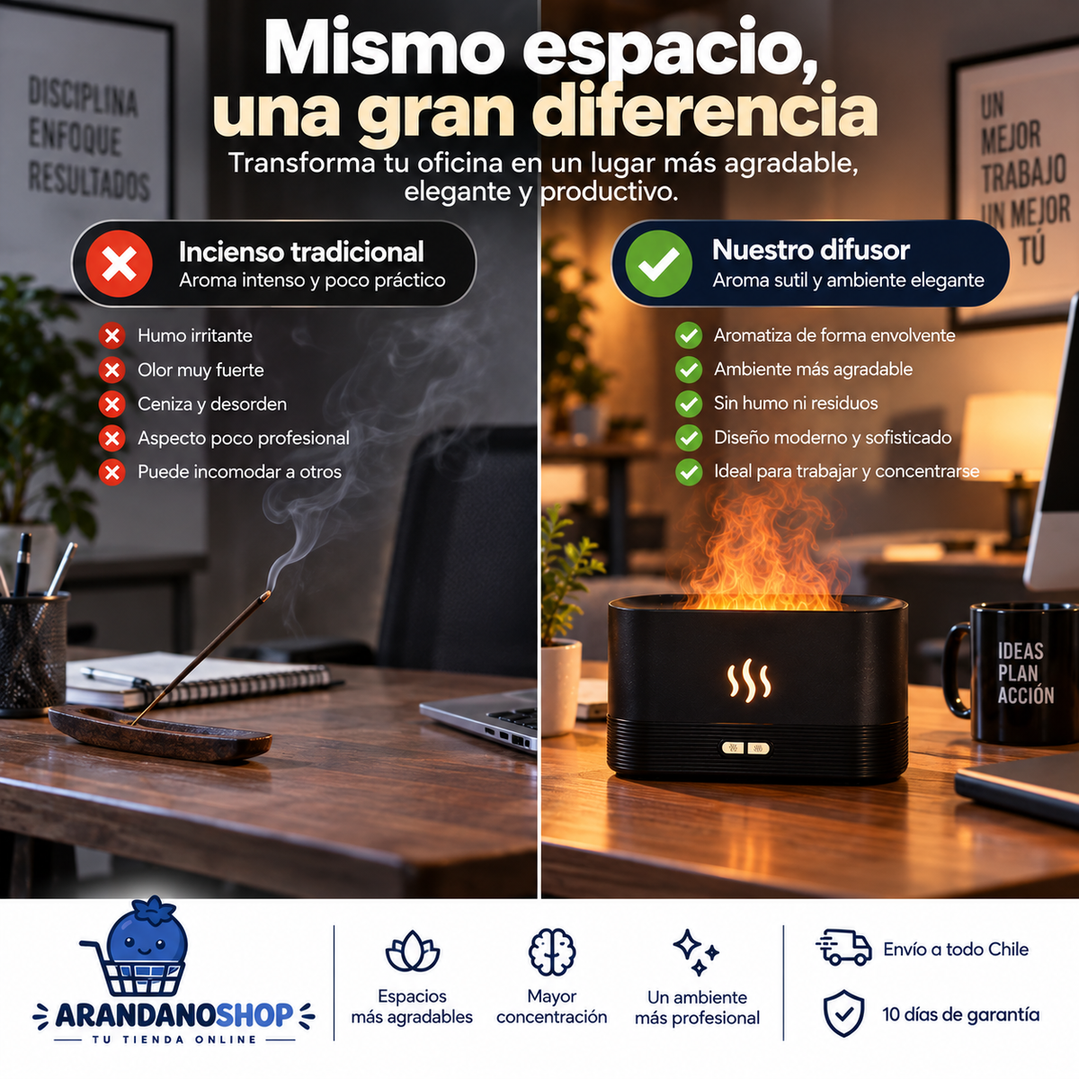 HUMIFICADOR EFECTO LLAMA - LUZ LED